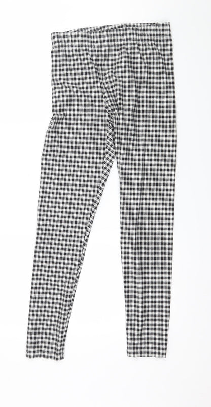 Topship Womens Black Check Jersey Capri Leggings Size 10 L27 in