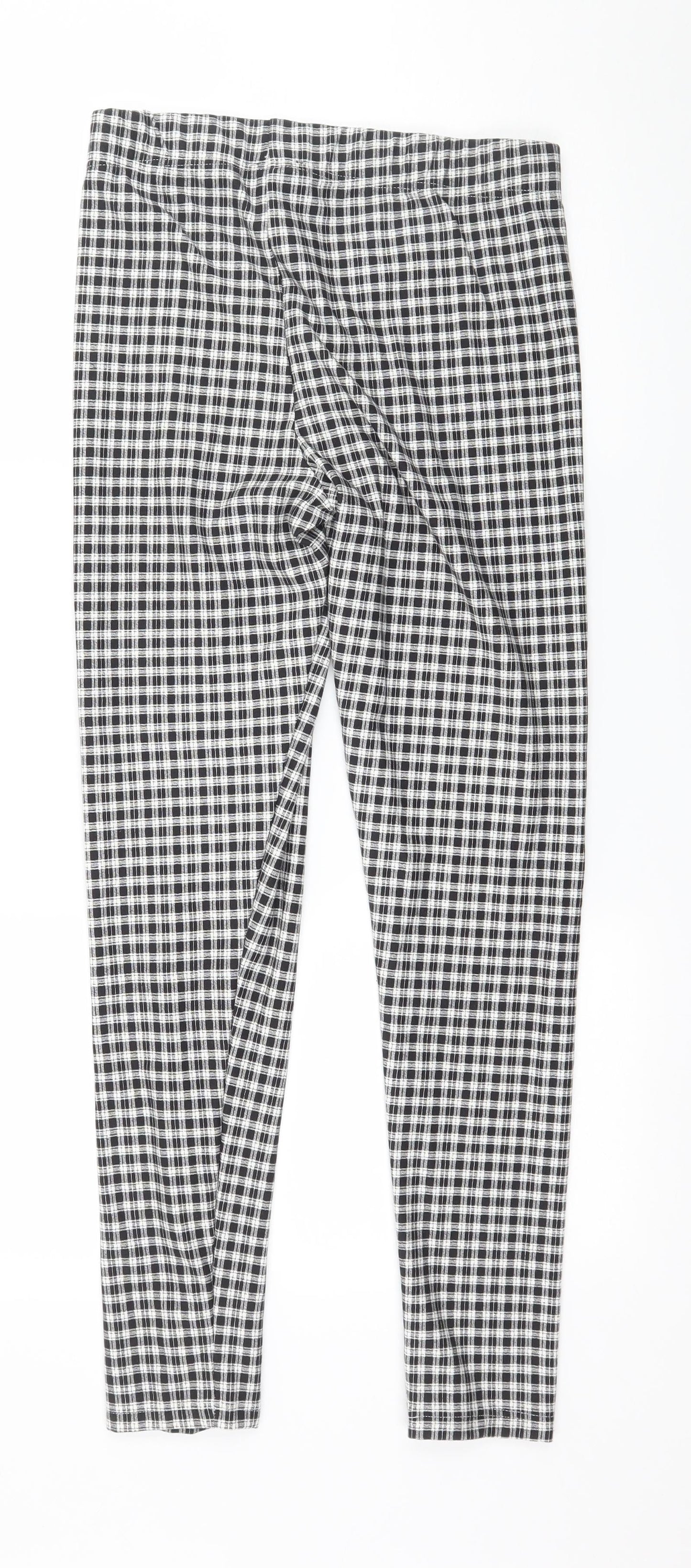 Topship Womens Black Check Jersey Capri Leggings Size 10 L27 in
