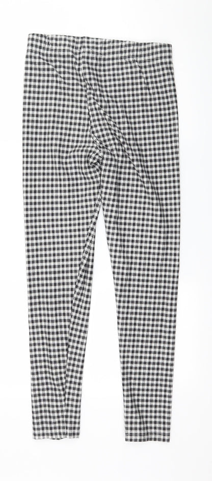 Topship Womens Black Check Jersey Capri Leggings Size 10 L27 in