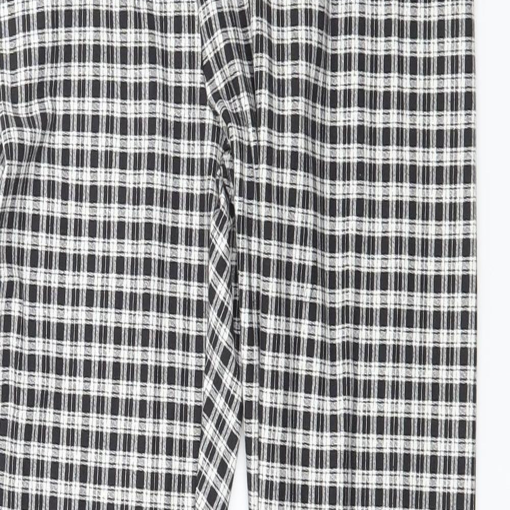 Topship Womens Black Check Jersey Capri Leggings Size 10 L27 in