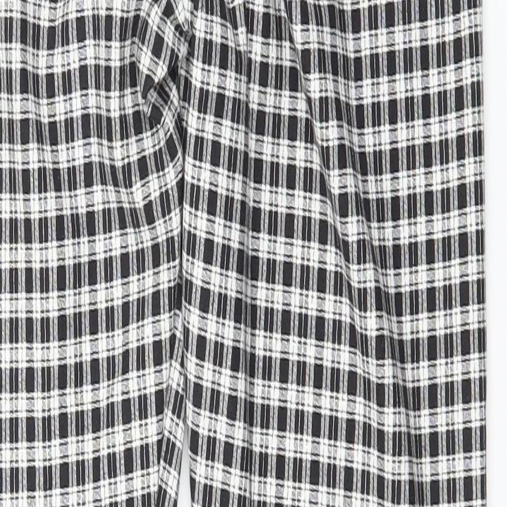 Topship Womens Black Check Jersey Capri Leggings Size 10 L27 in