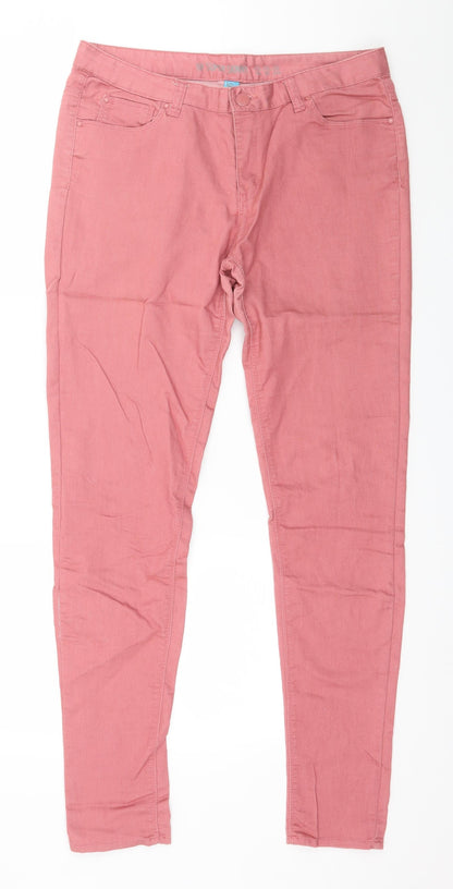 Denim & Co. Womens Pink  Denim Skinny Jeans Size 12 L30 in