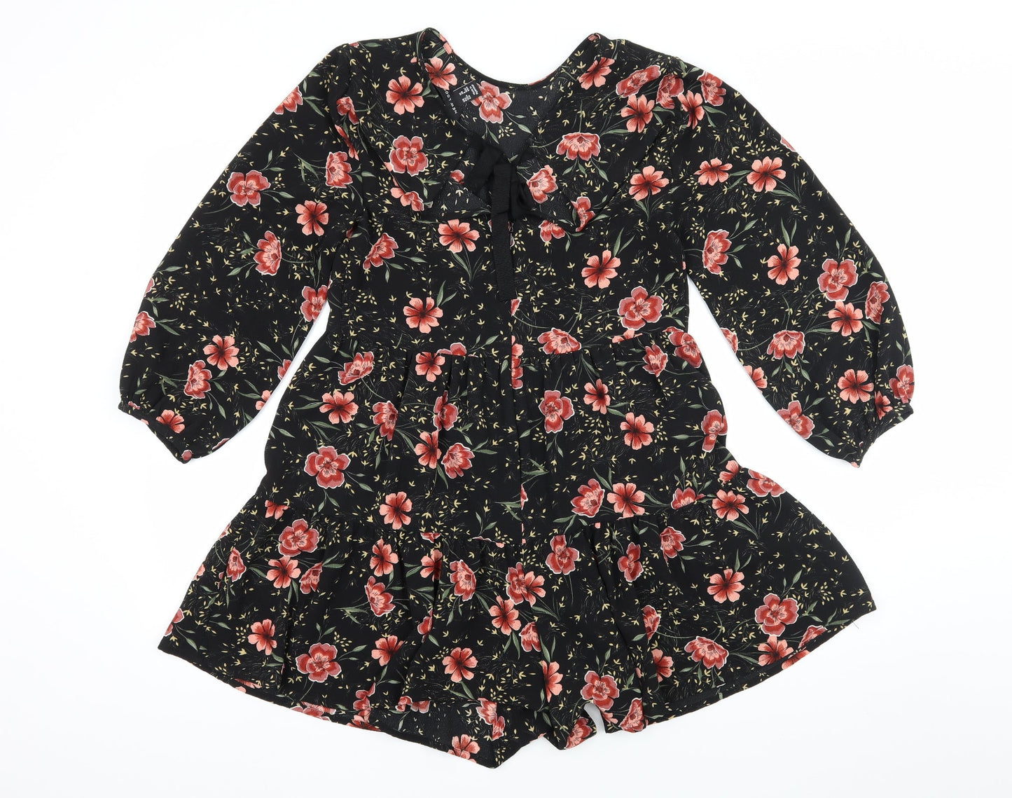New Look Womens Black Floral  Playsuit One-Piece Size 10 L4 in
