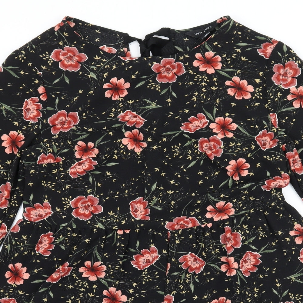 New Look Womens Black Floral  Playsuit One-Piece Size 10 L4 in