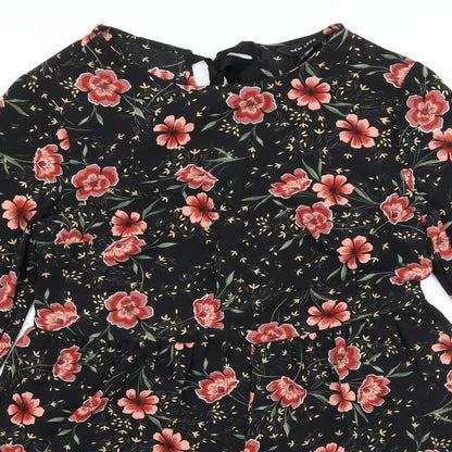 New Look Womens Black Floral  Playsuit One-Piece Size 10 L4 in