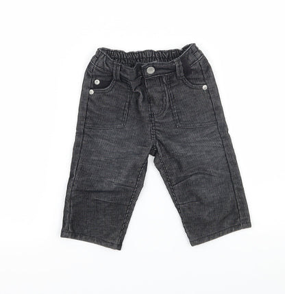 Mothercare Boys Grey Striped Denim Cargo Trousers Size 3-6 Months