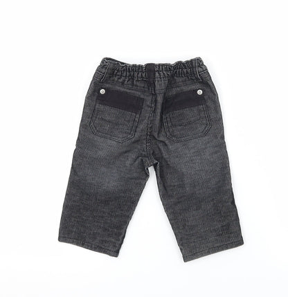 Mothercare Boys Grey Striped Denim Cargo Trousers Size 3-6 Months