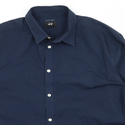 Mens UK Size XL H&M Blue  Button-Up Long Sleeve Casual Shirt