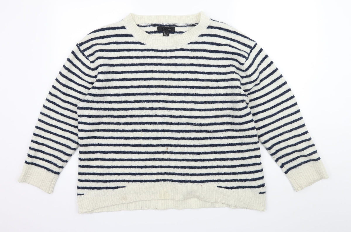 Additional front view of Atmosphere women’s ivory striped knit jumper, size UK 18