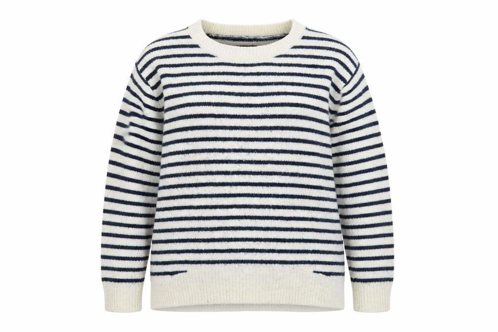 Front view of Atmosphere women’s ivory striped knit jumper, size UK 18