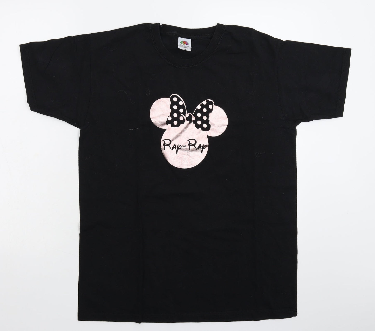 Womens UK Size M Fruit of the Loom Black Basic T-Shirt