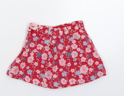 John Lewis Girls Pink Floral Corduroy A-Line Skirt Size 2 Years