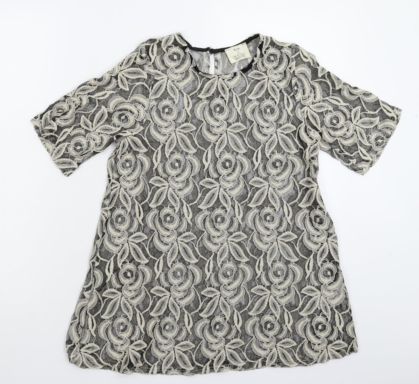 Pins & Needles Womens Grey Floral Knit Pullover Jumper Size S