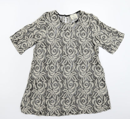 Pins & Needles Womens Grey Floral Knit Pullover Jumper Size S