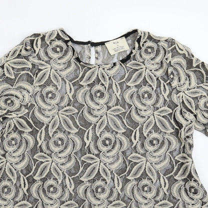 Pins & Needles Womens Grey Floral Knit Pullover Jumper Size S
