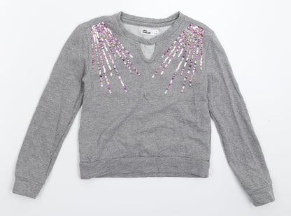 Front view of Epic Threads girls’ grey pullover sweatshirt, size S