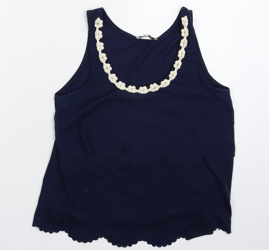 Womens UK Size 10 River Island Blue Basic Tank