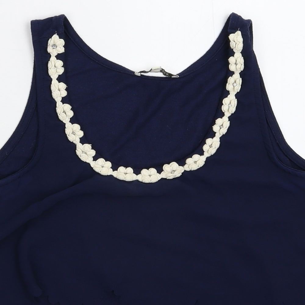 Womens UK Size 10 River Island Blue Basic Tank