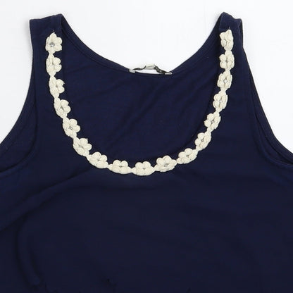 Womens UK Size 10 River Island Blue Basic Tank