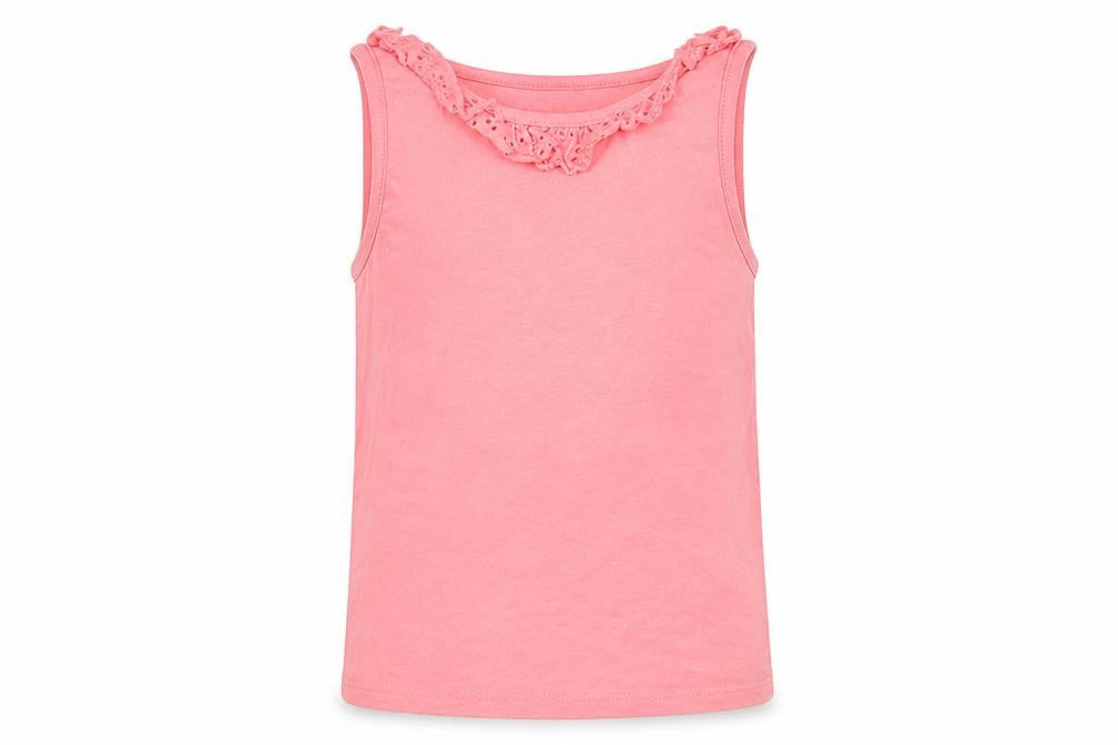 Front view of Nutmeg girls’ red basic tank, size 3, years