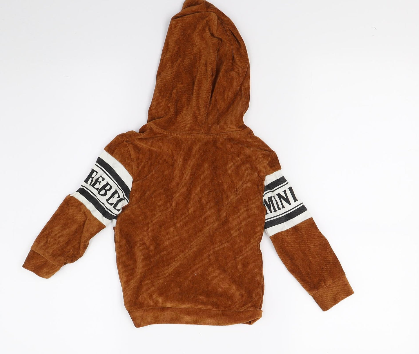 Mini Rebal Boys Brown  Corduroy Pullover Hoodie Size 2 Years