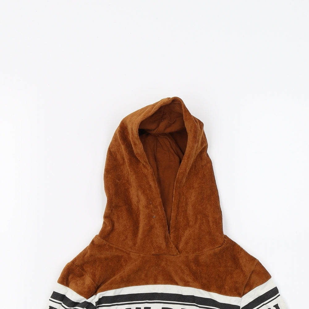 Mini Rebal Boys Brown  Corduroy Pullover Hoodie Size 2 Years