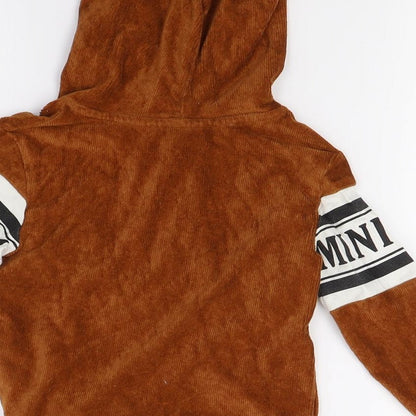Mini Rebal Boys Brown  Corduroy Pullover Hoodie Size 2 Years
