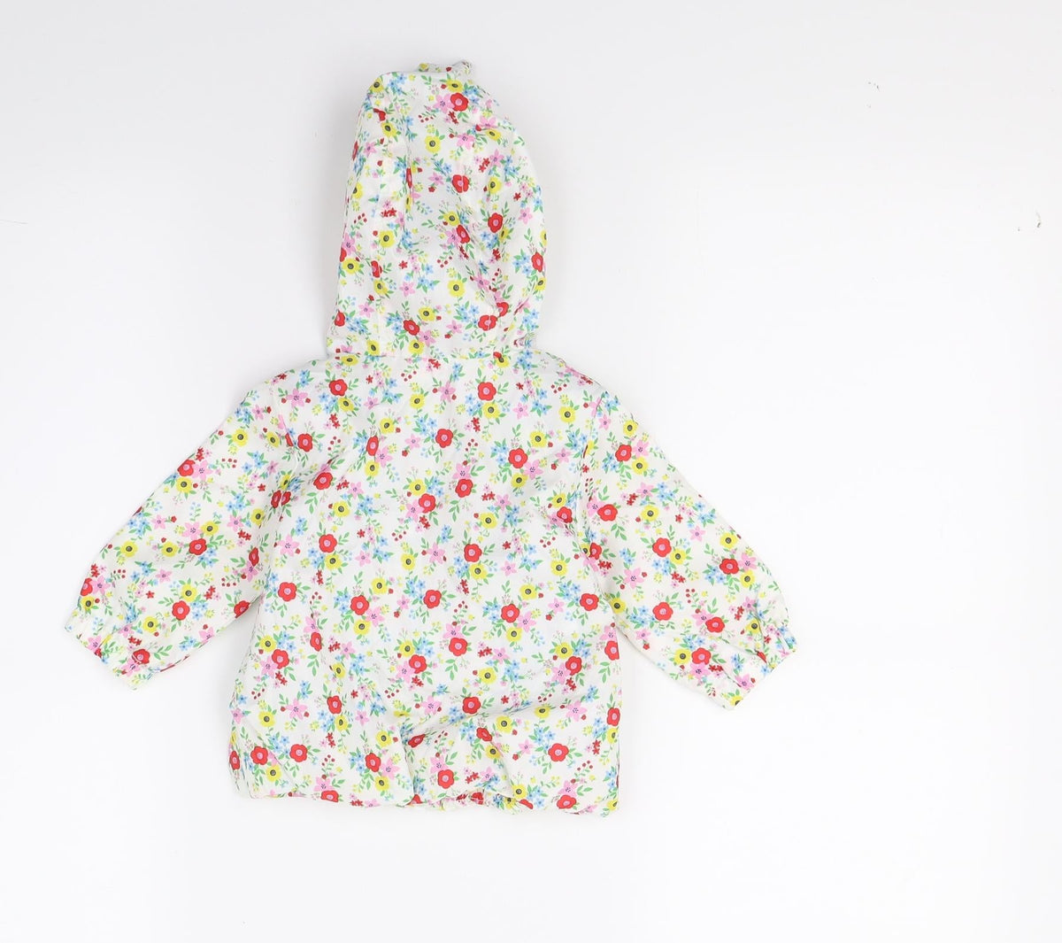 Back view of Tu girls’ white floral basic coat coat, size 0-3, months