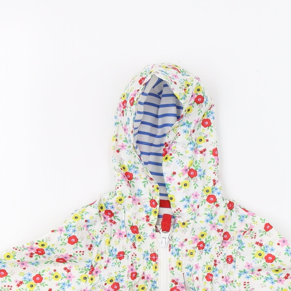 Close-up detail of Tu girls’ white floral basic coat coat, size 0-3, months