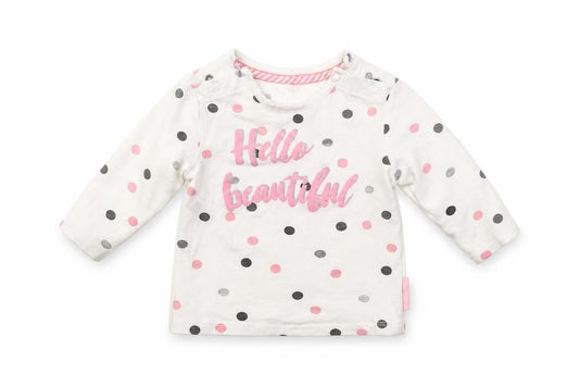 Quapi Girls White Polka Dot  Pullover Jumper Size 0-3 Months  - hello beautiful