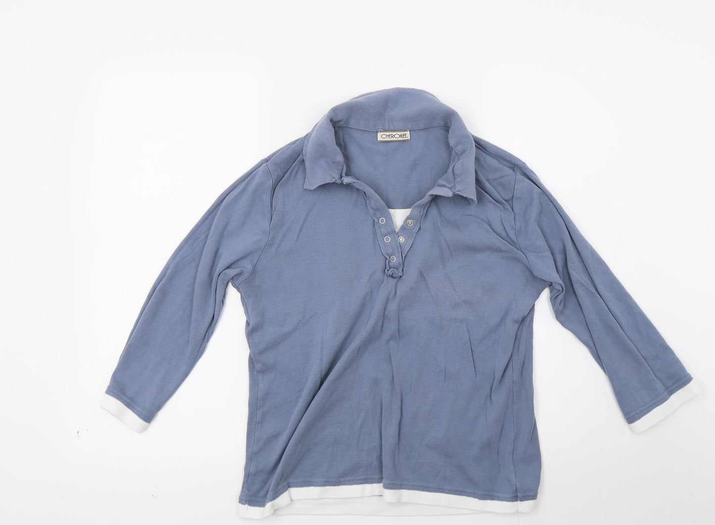 Cherokee Womens Blue   Henley Sweatshirt Size 16