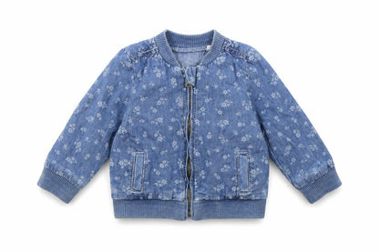Front view of Tu Baby Blue Floral Jacket Coat, size 3-6, Months