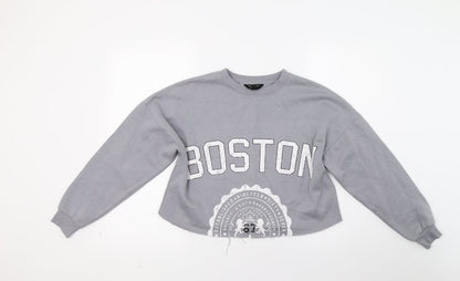 New Look Girls Grey   Pullover Hoodie Size 13 Years  - Croped Boston