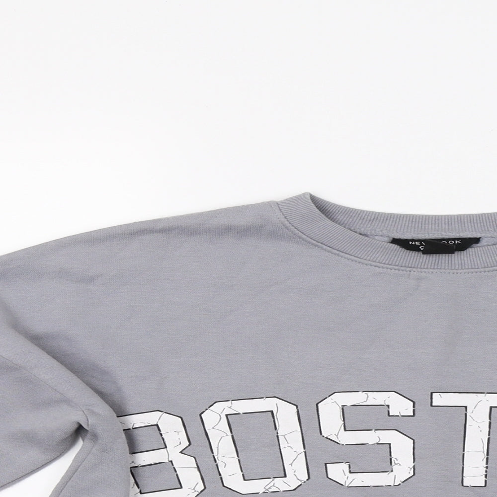 New Look Girls Grey   Pullover Hoodie Size 13 Years  - Croped Boston