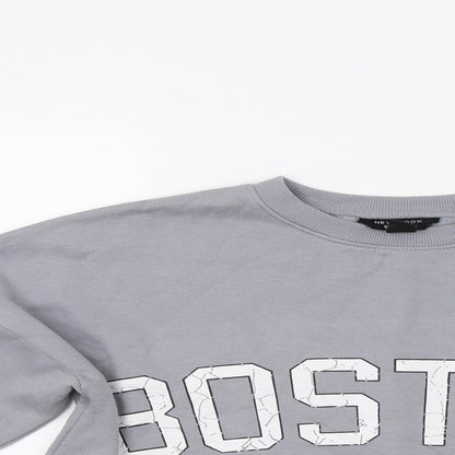 New Look Girls Grey   Pullover Hoodie Size 13 Years  - Croped Boston