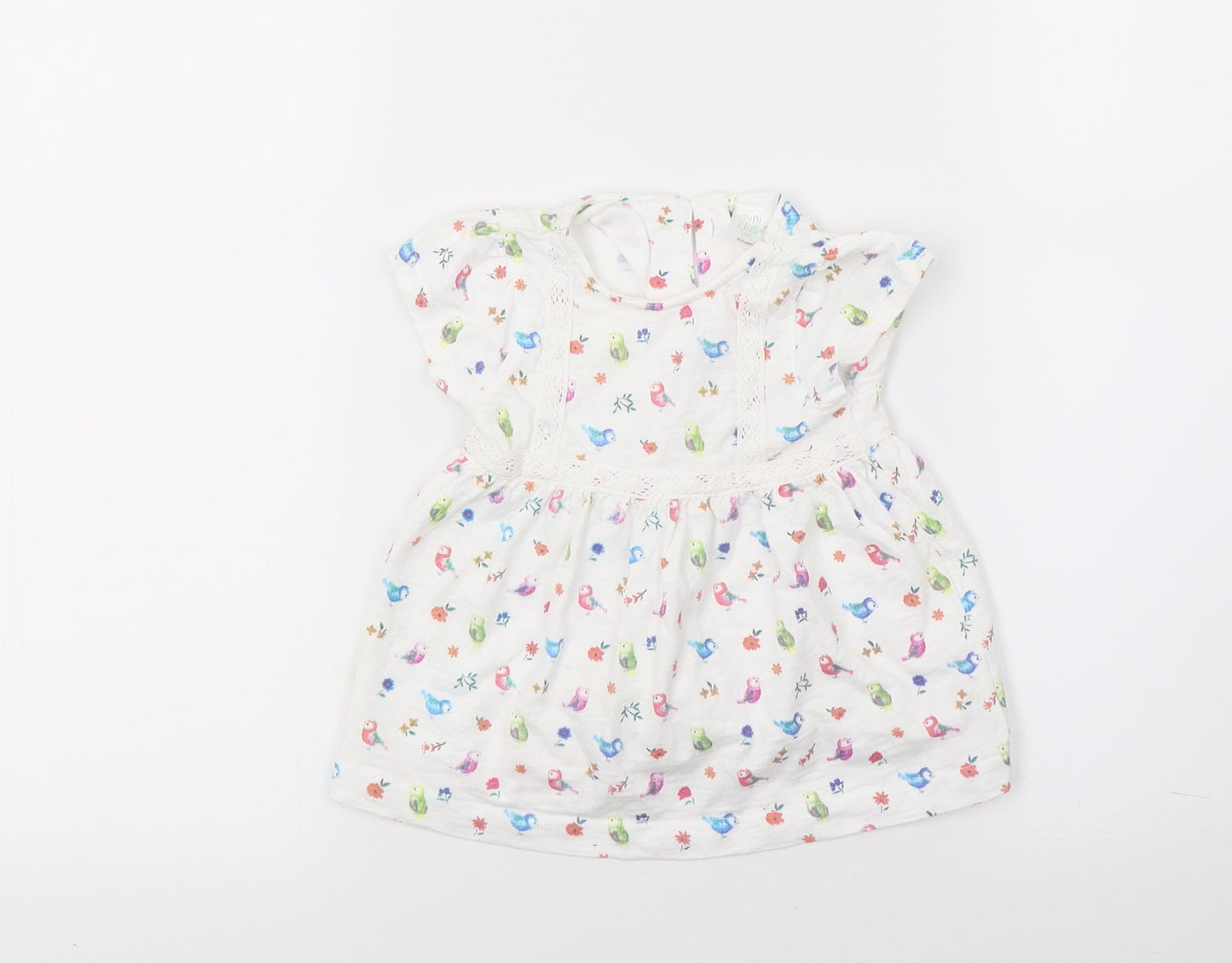Mini Club Girls White Floral  T-Shirt Dress  Size 0-3 Months