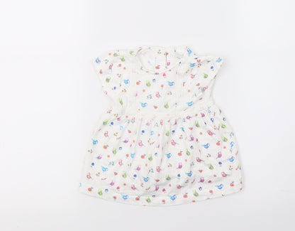 Mini Club Girls White Floral  T-Shirt Dress  Size 0-3 Months