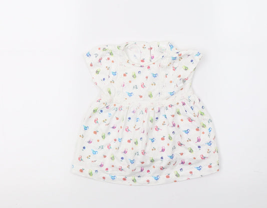 Mini Club Girls White Floral  T-Shirt Dress  Size 0-3 Months
