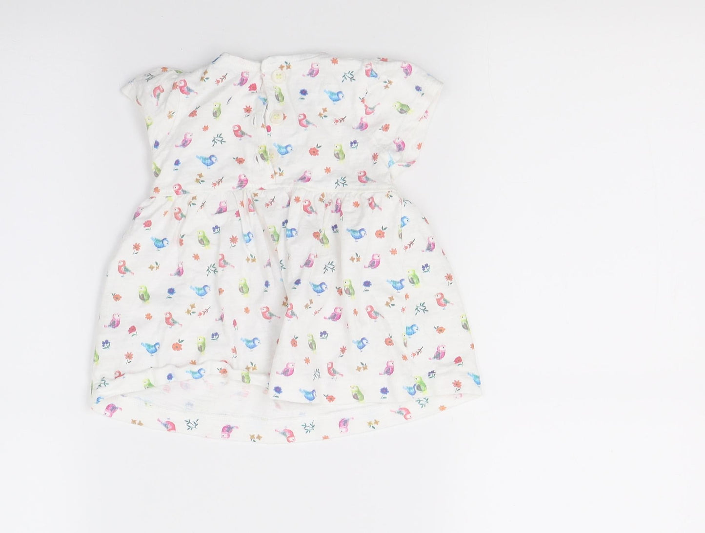 Mini Club Girls White Floral  T-Shirt Dress  Size 0-3 Months