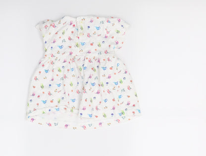 Mini Club Girls White Floral  T-Shirt Dress  Size 0-3 Months