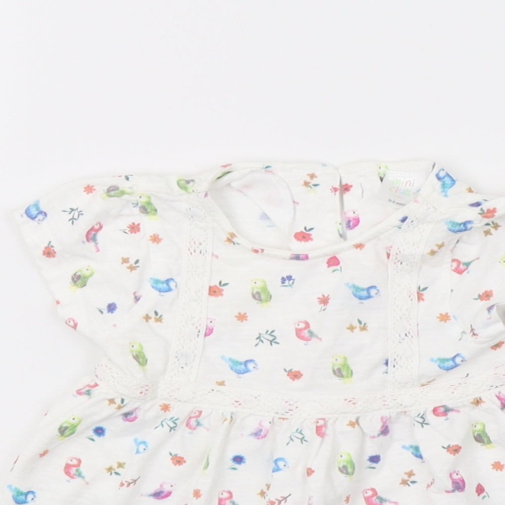 Mini Club Girls White Floral  T-Shirt Dress  Size 0-3 Months