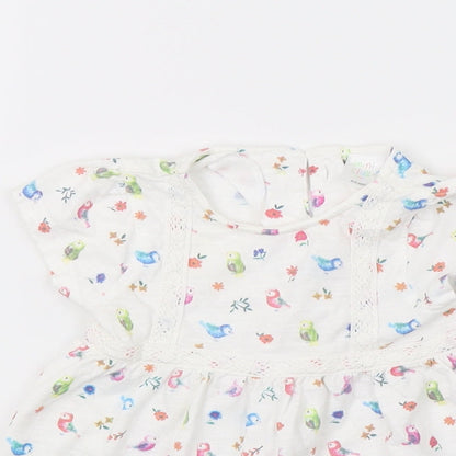 Mini Club Girls White Floral  T-Shirt Dress  Size 0-3 Months