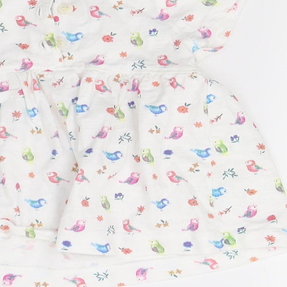 Mini Club Girls White Floral  T-Shirt Dress  Size 0-3 Months