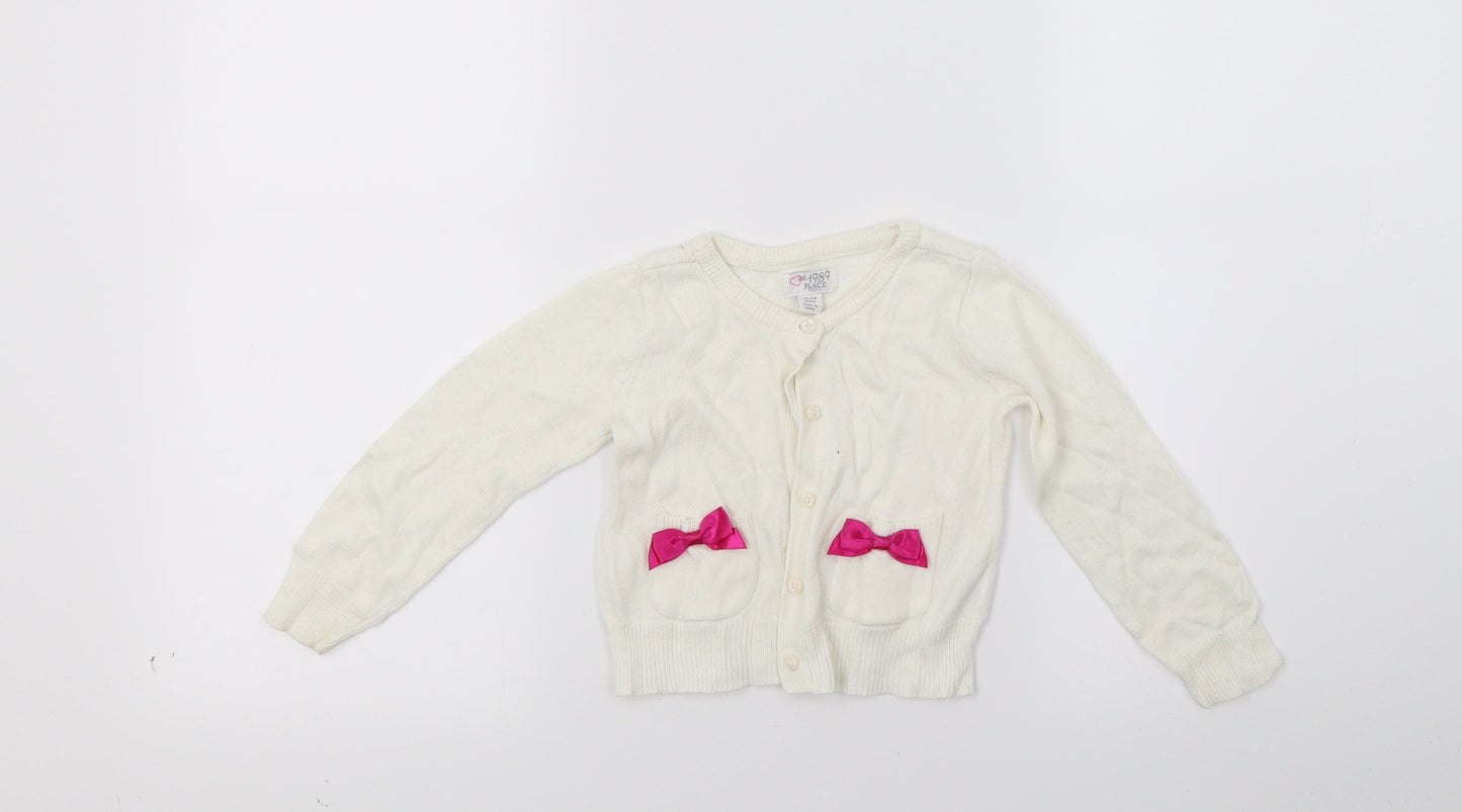 1989 Place Girls White   Cardigan Jumper Size 2 Years
