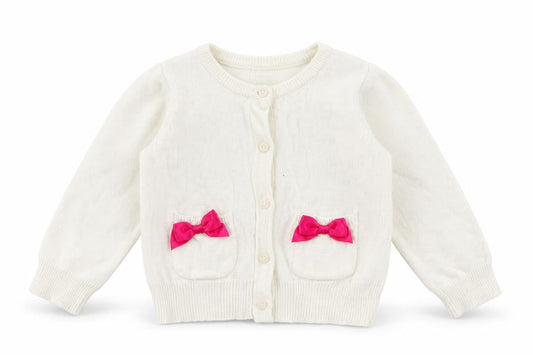 Girls UK Size 2 Years 1989 Place White Cardigan Jumper