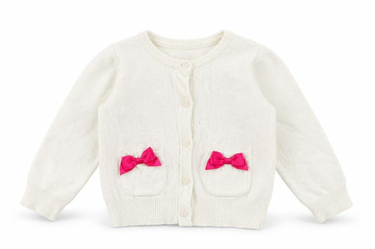 Girls UK Size 2 Years 1989 Place White Cardigan Jumper