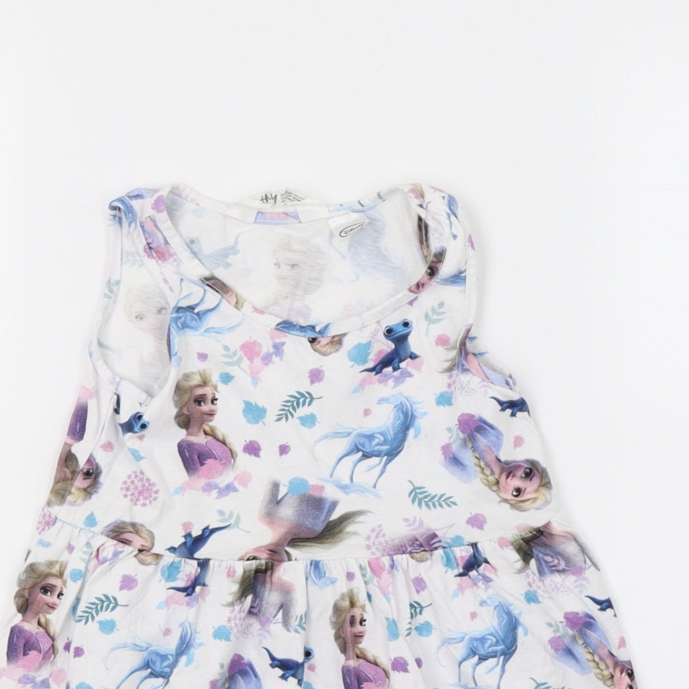 H&M Girls White  Jersey A-Line  Size 3-4 Years  - Princess