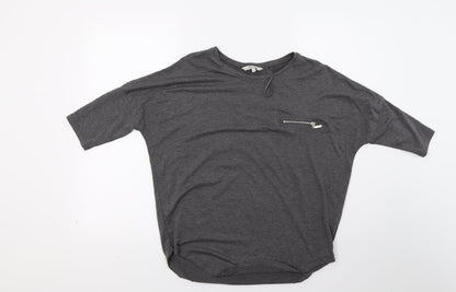 Womens UK Size 10 Peacocks Grey Basic T-Shirt