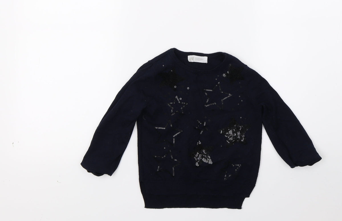 H&M Boys Blue  Knit Pullover Jumper Size 2 Years