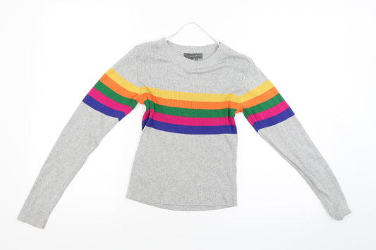 Primark Womens Grey Striped  Pullover Jumper Size 4